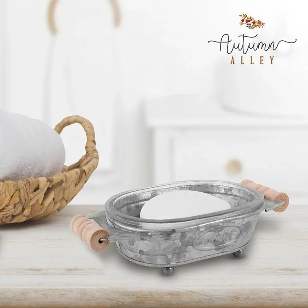 NEW Galvanized Farmhouse Soap Dish for Bathroom - Picture 1 of 8